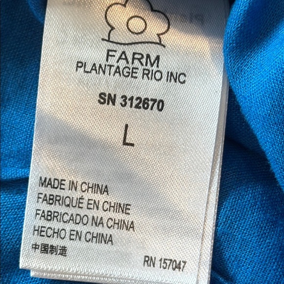 FARM Rio Blue Asymmetrical One Shoulder Linen Blend Jumpsuit Size L - Picture 9 of 16